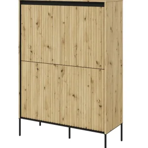 Komoda czterodrzwiowa Trend wysoka 98 cm z LED Dąb artisan Premium