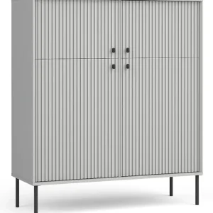 Szybka wysyłka Komoda wysoka czterodrzwiowa Zeito 105 cm szara