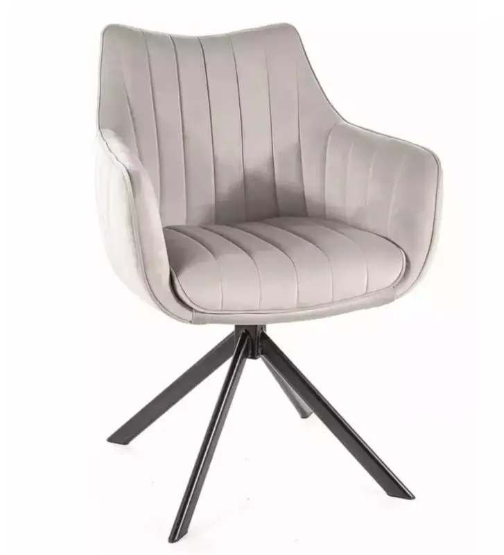 Krzesło tapicerowane Azalia obrotowe jasnoszary velvet Rabat