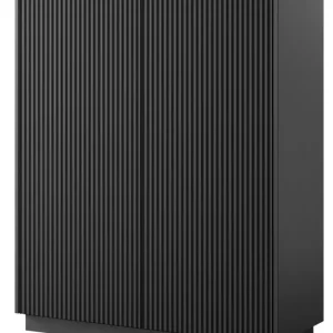 Komoda wysoka Riggio dwudrzwiowa z ryflowanymi frontami 104 cm czarny Premium