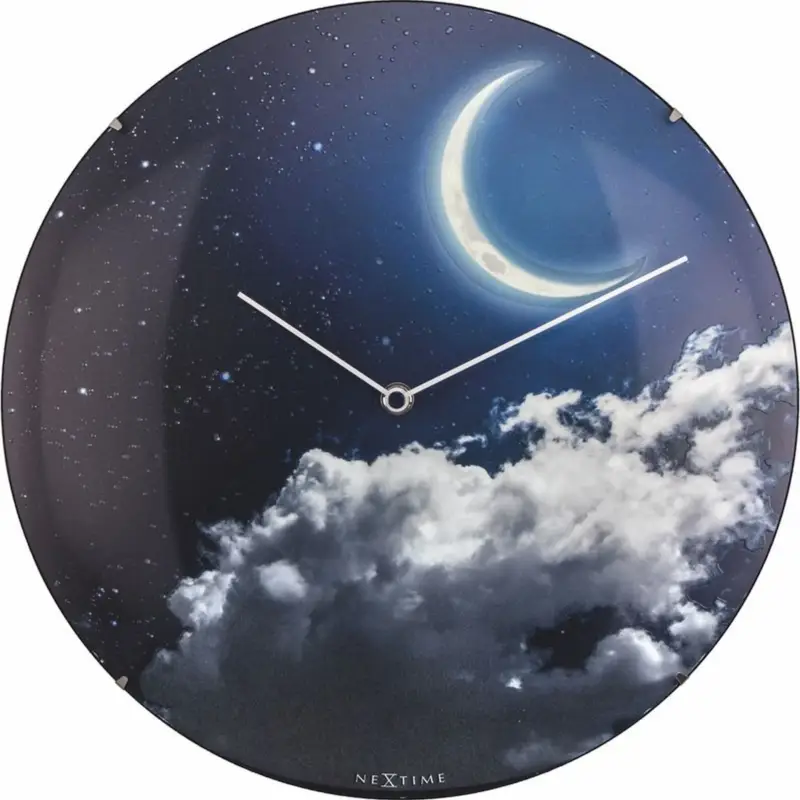 Zegar ścienny New Moon Dome średnica 35 cm niebieski fluorescencyjny Rabat