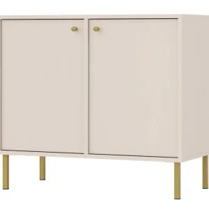 Komoda dwudrzwiowa Oktio 84 cm beż piaskowy na złotych nogach Darmowy zwrot