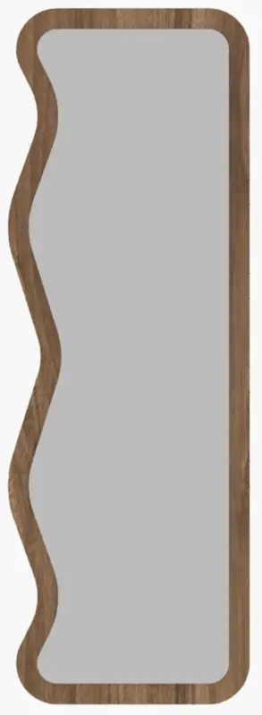 Lustro stojące Asel 160x50 cm w ciemnobrązowej ramie z asymetrycznymi falami Tani