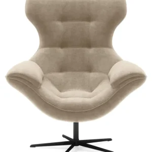 Fotel obrotowy Yoggie z podnóżkiem beżowy welur łatwoczyszczący Ostatnie sztuki