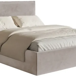 Bestseller Łóżko tapicerowane 160x200 cm Softie Slim szarobrązowe welur hydrofobowy