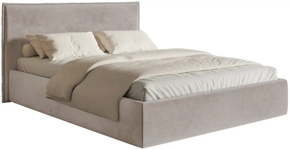 Bestseller Łóżko tapicerowane 160x200 cm Softie Slim szarobrązowe welur hydrofobowy