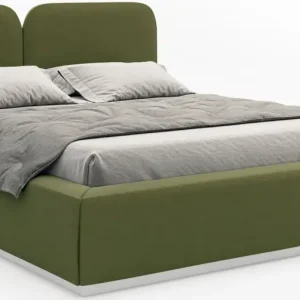 Cena promocyjna Łóżko tapicerowane 180x200 cm Comoves z oświetleniem LED oliwkowe welur