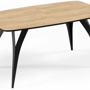 Bezpieczne zakupy Stół rozkładany do jadalni Diffini 180-280x90 cm Dąb Craft z czarnymi nogami