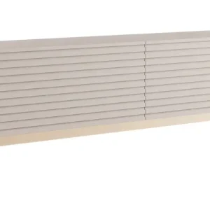 Super okazja Szafka RTV Linearis z dwoma uchylnymi schowkami i oświetleniem LED 139 cm kaszmir na złotych nóżkach