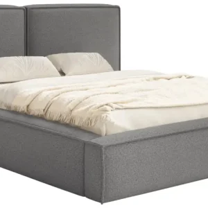 Oferta limitowana Łóżko tapicerowane 160x200 cm Tilves z pojemnikiem stelaż metalowy ciemnoszare boucle