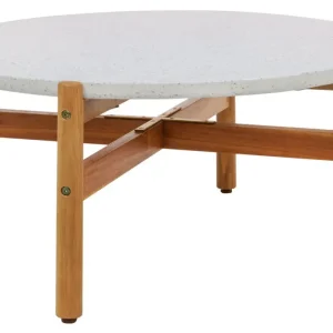 Hit cenowy Stolik ogrodowy Terracina 84 cm biały lastryko na drewnianej podstawie