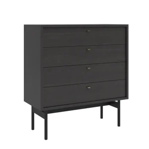 Darmowa dostawa Komoda Olar z czterema szufladami 85 cm Jesion Portland czarny