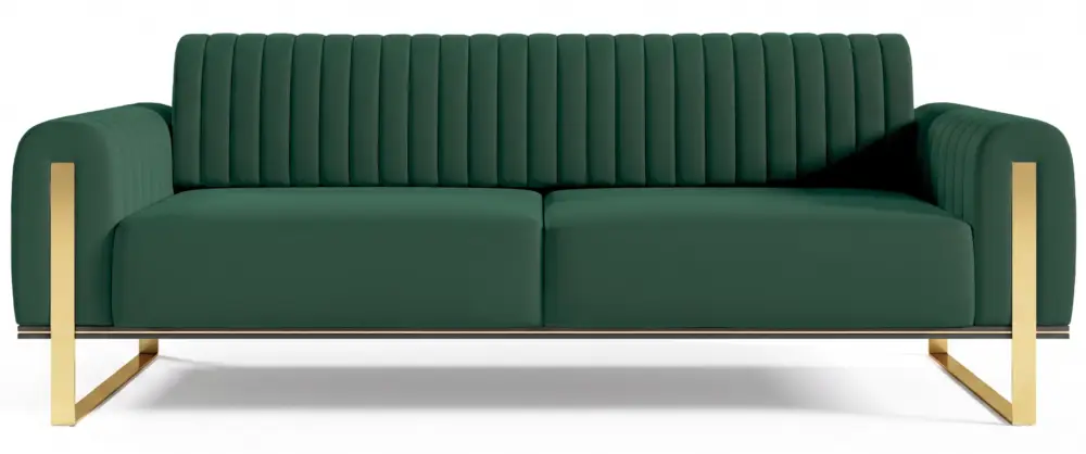 Bezpieczne zakupy Sofa trzyosobowa Parissa zielona welur złote nóżki