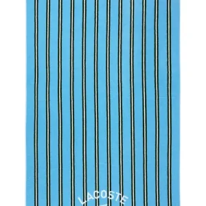 Łatwy zwrot Lacoste ręcznik plażowy bawełniany LSUNSTRI Baltic 90 x 160 cmkolor niebieski 1067101