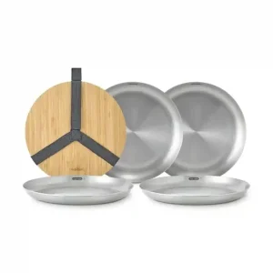 Wyjątkowa oferta Black and Blum zestaw talerzy piknikowych z pokrywką i uchwytem 25 cm 4-packkolor szary