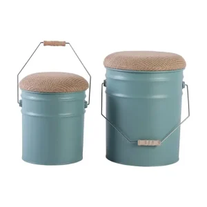 Cena promocyjna Leitmotiv stołek z miejscem do przechowywania Buckets 39 x 31 cm 2-packkolor turkusowy