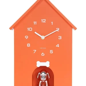 Najlepsza cena Karlsson zegar ścienny z dźwiękiem Dog House 36,5 x 26,5 cmkolor pomarańczowy