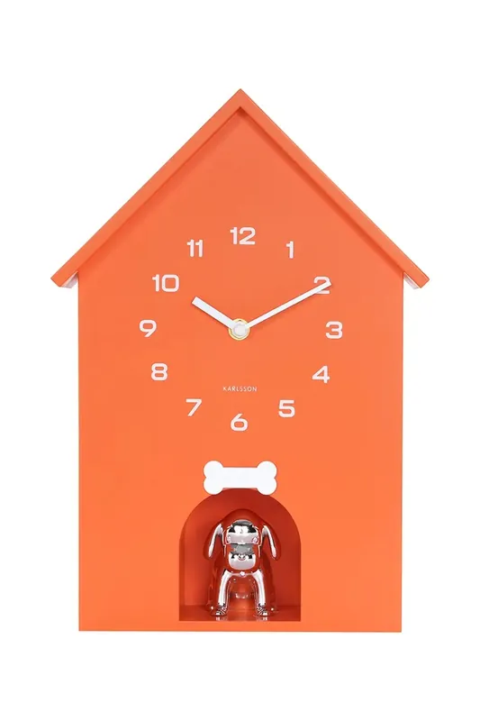 Najlepsza cena Karlsson zegar ścienny z dźwiękiem Dog House 36,5 x 26,5 cmkolor pomarańczowy