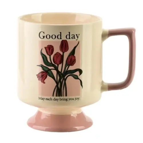 Kubek na stópce porcelanowy do kawy i herbaty elegancki 300ml Sprawdź teraz