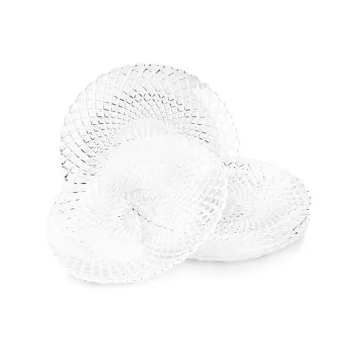 Komplet 6 okrągłych talerzy szklanych deserowych do ciasta 20cm Rabat