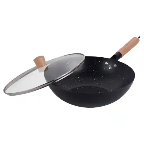 Duży WOK z pokrywką 30 cm marmurkowy Bestseller