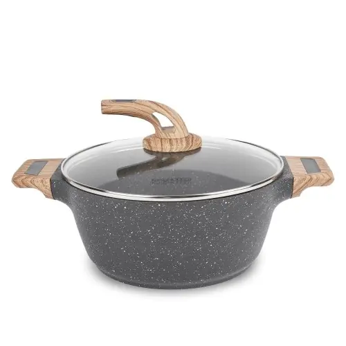 Bezpieczne zakupy Garnek nowoczesny aluminiowy granitowy z pokrywką Fegato 4l