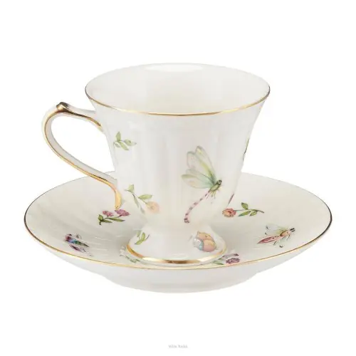 Wyjątkowa oferta Filiżanka do herbaty porcelanowa ze spodkiem LEDA IVORY 200ml