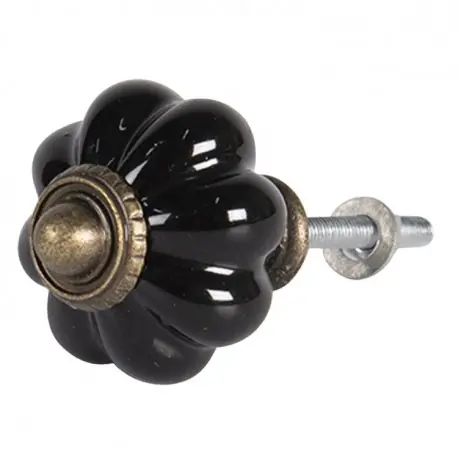 Elegancka ceramiczna gałka meblowa czarna Art Deco Ø 3.5 cm Szybka wysyłka