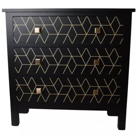 Elegancka czarno złota komoda do sypialni z szufladami Art Deco Kup teraz