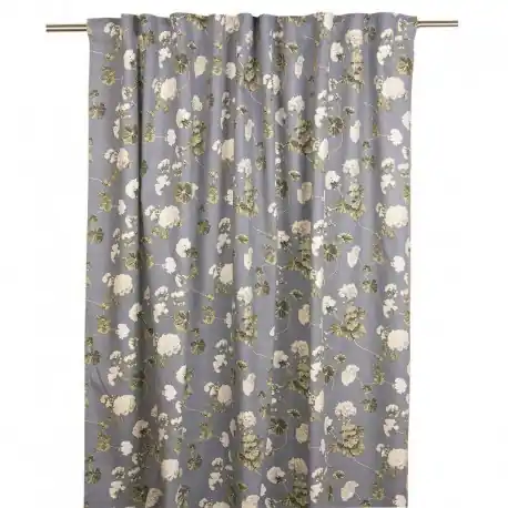 Hit sprzedaży Zasłona bawełniana boho w kolorze niebieskim w kwiaty pelargonii 145x245cm