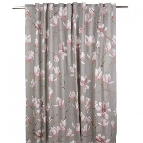 Zasłona bawełniana szara w kwiaty do sypialni w stylu boho 145x245cm Promocja