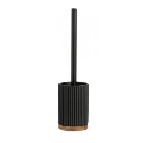 Greo Blac-Elegancka szczotka WC czarna-drewniana Loft Super okazja