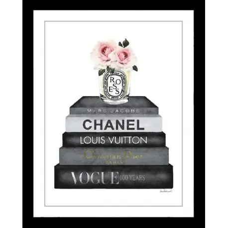 Obraz w ramie do salonu z motywem wazonu na książkach 43x53cm Chanel Nowy