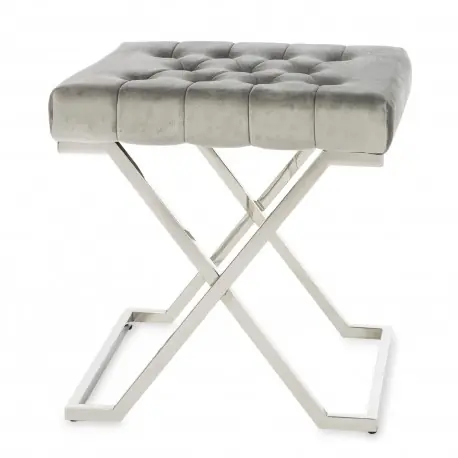 Kup teraz Luxor grey - Pufa do przedpokoju glamour, pikowana, szara 48x46x44