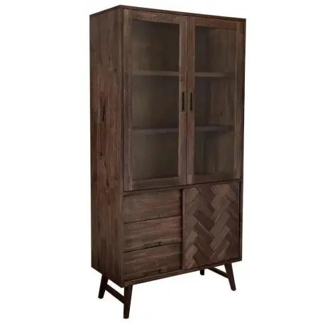 Zamów dziś Witryna drewniana przeszklona w jodełkę Boho 100x45x195